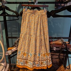 Chic Floral Women's Skirt in Orange and Blue